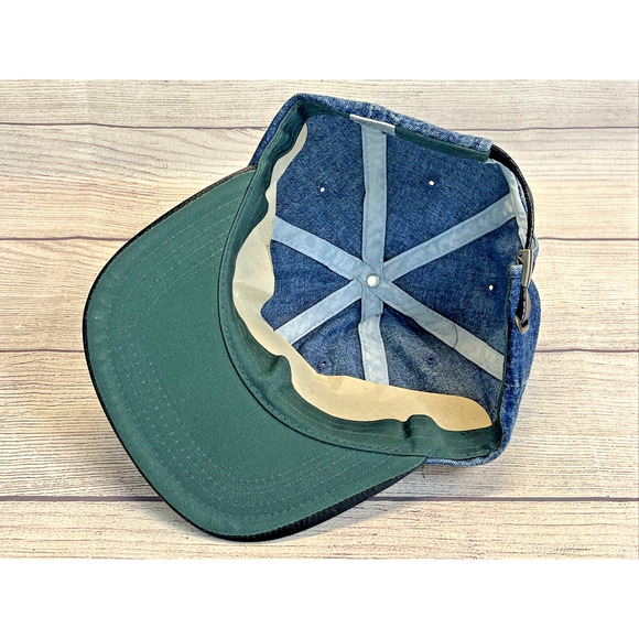 Vtg Imperial Headwear Official Rock Gear Denim & Leather Stitched Hat Strapback - Picture 7 of 10